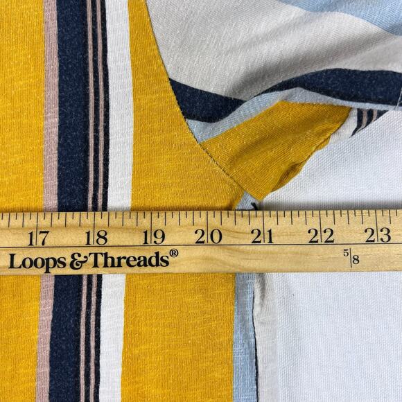 Vintage Guess Y2K Stripe Tee M | Yellow Embroidered Logo Spell-Out Cotton Crew - Picture 8 of 12